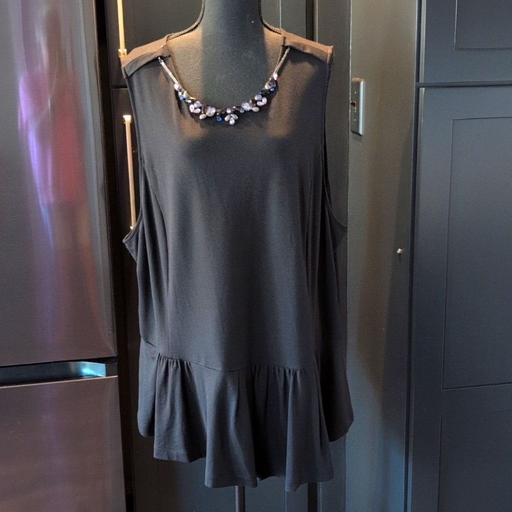Whimsigoth Jewel Embellished Peplum Ruffle Blouse The Limited Collection Black
